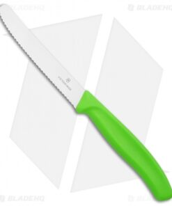Victorinox Swiss Army Paring Knife Green (4" Satin Full Serr)