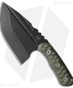 Wander Tactical Triceratops XL Fixed Blade Knife Green Micarta (5.5" Black D2)