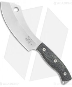 White River Camp Cleaver Fixed Blade Knife Black Burlap Micarta (5.5"Stonewash)