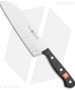 Wusthof Gourmet Hollow Edge Santoku Knife Black (7" Satin)