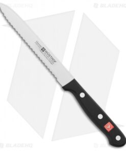 Wusthof Gourmet Serrated Utility Knife Black (5" Satin Serrated)