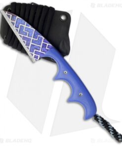 Alan Folts Custom Titanium Minimalist Wharncliffe Neck Knife w/ Blue G10