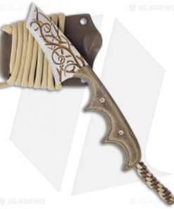 Alan Folts Custom Titanium Minimalist Recurve Tanto Neck Knife Brown Micarta