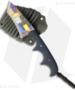 Alan Folts Custom Titanium Minimalist Recurve Tanto Neck Knife w/ Grey G10