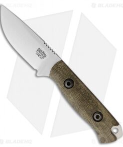 Bark River Bravo Necker Fixed Blade Knife Green Micarta (2.75" Satin)