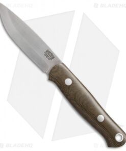 Bark River Bushcrafter Knife Jimped / Green Canvas Micarta (3.875" Satin)
