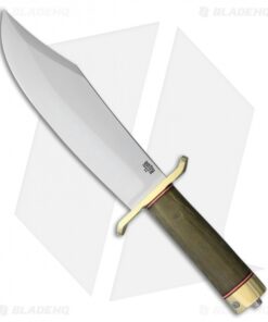 Bark River V-44 Bowie Fixed Blade Knife Green Canvas Micarta (9" Satin)