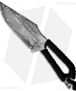 Grindworx Knives Eclipse Fixed Blade Knife w/ Black Paracord (4" Damascus Plain)