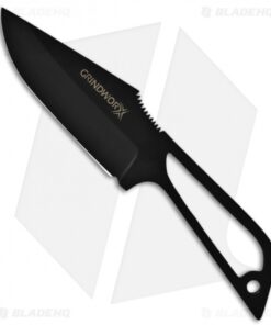 Grindworx Knives Eclipse Fixed Blade Knife (4" Black Plain)