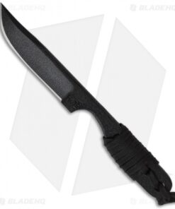 Shadow Tech Knives Hiker Bowie Knife Fixed Blade w/ Black Cord Wrap (3" Black)