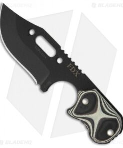 TOPS Knives FDX-02 Knife Fixed Blade Black/White G-10 (3" Black Plain)