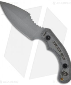 TOPS Knives Felony Stop Knife Double Edge Fixed Blade (3.5" Gray Plain) FELS-01