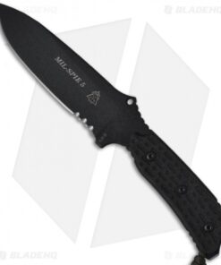 TOPS Knives MIL-SPIE 5 Tactical Fixed Blade Knife (5.2" Black Serr) MIL-05