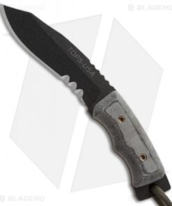 TOPS Knives Mini Eagle Fixed Blade Knife (3" Black Serr) MINE-01
