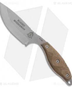 TOPS Knives Scandi Woodsman Fixed Blade Knife (3.5" Stonewash) SWOOD-3.5