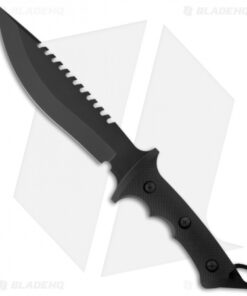Treeman Knives Original Combat Bowie Knife Black G10 (8" Black Sawback)