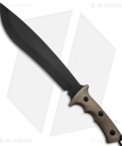 Treeman Knives Combat Machete Fixed Blade Knife Green Micarta (12" Black Plain)