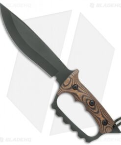 Treeman Knives Original Combat Bowie D-Guard Knife Black/Brown G10 (8" Black)