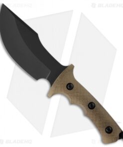 Treeman Knives The Beast Fixed Blade Knife Tan Micarta (5.875" Black Plain)